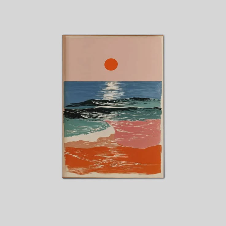 Retro Sunset Ocean Waves Poster Full Size 24''x36''