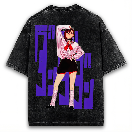 2-SIDED MOMO AYASE "PURPLE TYPOGRAPHY" DANDADAN VINTAGE WASHED TEE