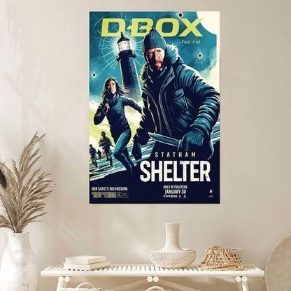 Jason Statham Bill Nighy Shelter 2026 Action Movie Poster Wall Art Poster Size 24''x36''