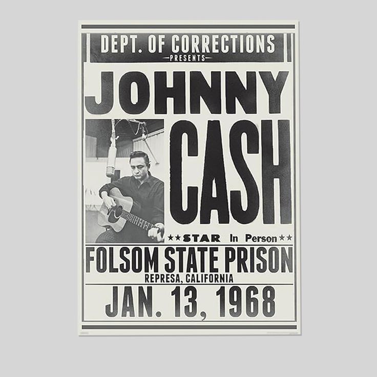 Music Poster Johnny Cash Department of Corrections Folsom State Prison Concert Poster