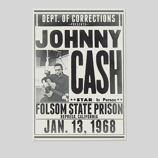 Music Poster Johnny Cash Department of Corrections Folsom State Prison Concert Poster