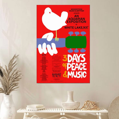 1969 Woodstock Festival Poster Full Size 24''x36''