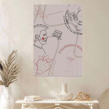Strawberry Wine- Noah Kahan Lyric Art Poster Full Size 24''x36''