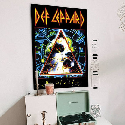 Def Leppard Hysteria Album Cover Heavy Metal Music Merchandise Retro Vintage 80s Aesthetic Poster Size 24''x36''