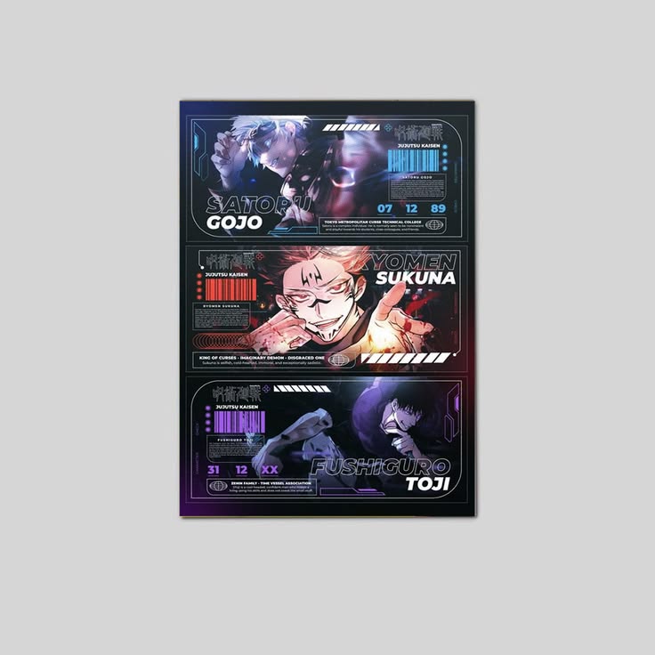 Gojo Satoru Sukuna Toji Fushiguro High-Tech Anime Wall Art Poster Size 24''x36''