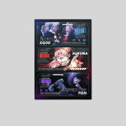 Gojo Satoru Sukuna Toji Fushiguro High-Tech Anime Wall Art Poster Size 24''x36''