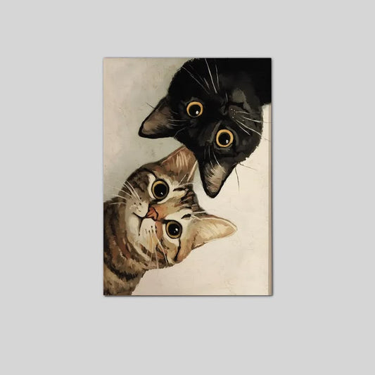 Curious Cats Wall Art, Whimsical Cat Poster Full Size 24''x36''