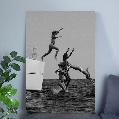Black and White Poster- Surfer Chick Wall Poster Size 24''x36''
