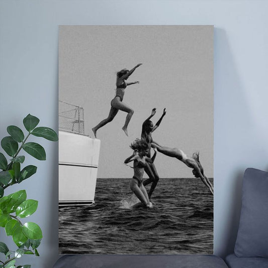 Black and White Poster- Surfer Chick Wall Poster Size 24''x36''