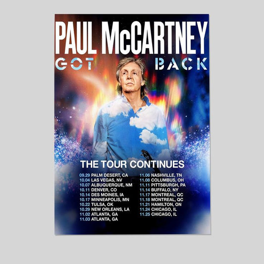 Paul McCartney Got Back North American Tour 2025 Stadium Dates Poster Size 24''x36''