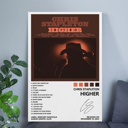 Music Poster Chris Stapleton Poster Higher Album Cover Poster Retro Style - Size 24''x36''