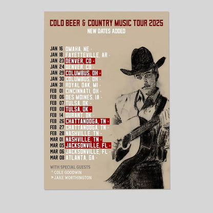 Music Poster- Zach Top - Tour 2025 Poster - Vintage Style - Size 24x36