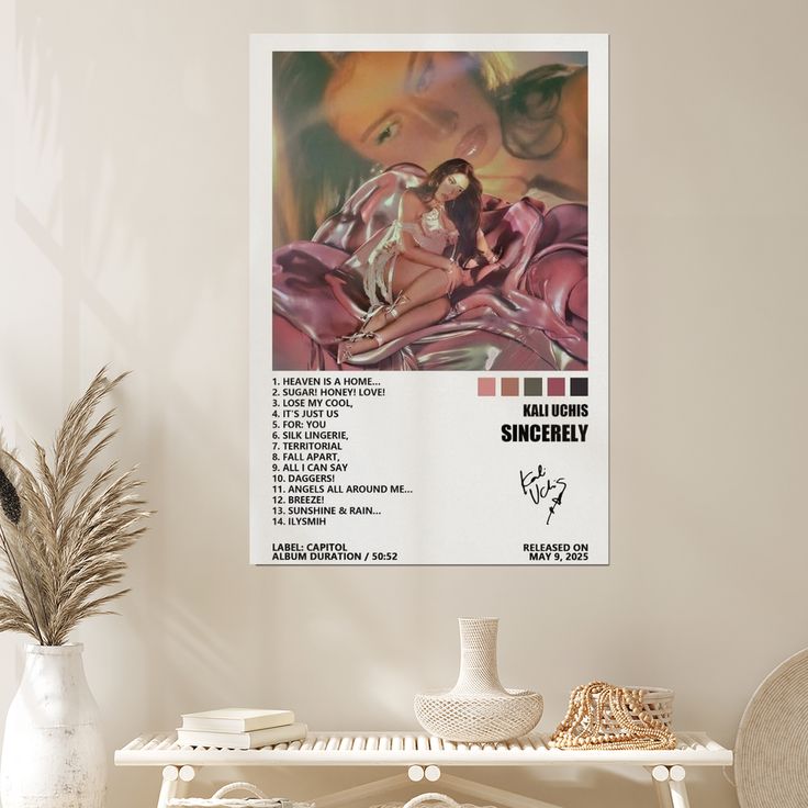 Kali Poster Uchis Sincerely Music Album Cover Posters for Room Canvas Wall Art Bedroom Decor Size 24''x36''