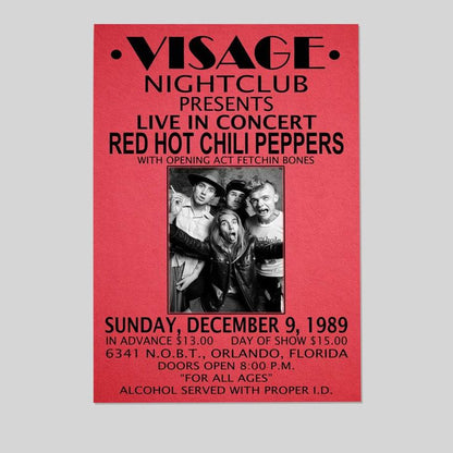RED HOT CHILI PEPPERS REPLICA 1989 CONCERT POSTER Size 24''x36''