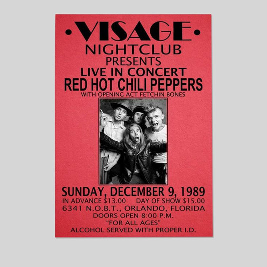 RED HOT CHILI PEPPERS REPLICA 1989 CONCERT POSTER Size 24''x36''