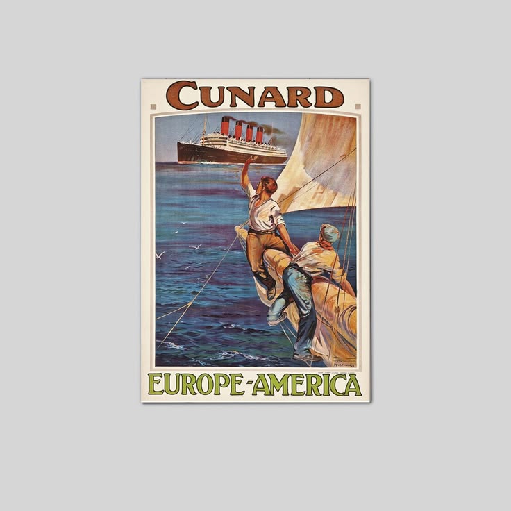 Cunard Line Europe America Vintage Travel Poster Full Size 24''x36''