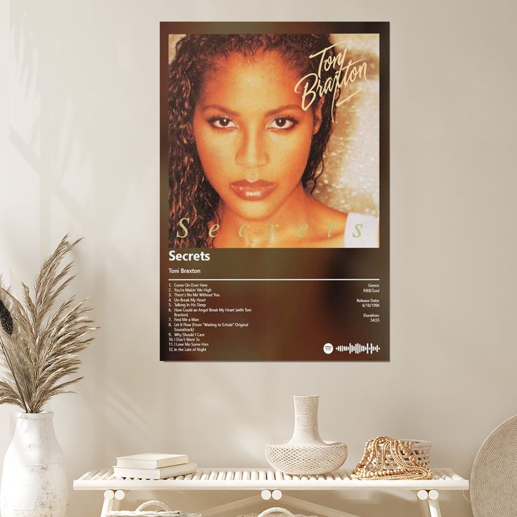 Music Poster - Toni Braxton - Secrets Album Retro Style - Size 24x36