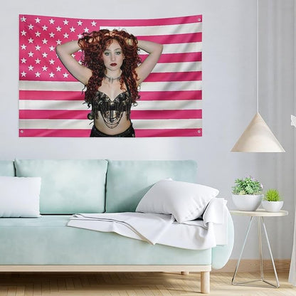 Music Poster Interesting National Flag Wall Tapestry with Chappell Roan, Poster Flag Gift Retro Style - Size 24''x36''