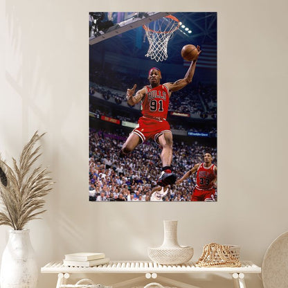 Dennis Rodman Basketball Star Poster Canvas Art And Wall Art Picture Print Modern Size 24''x36''