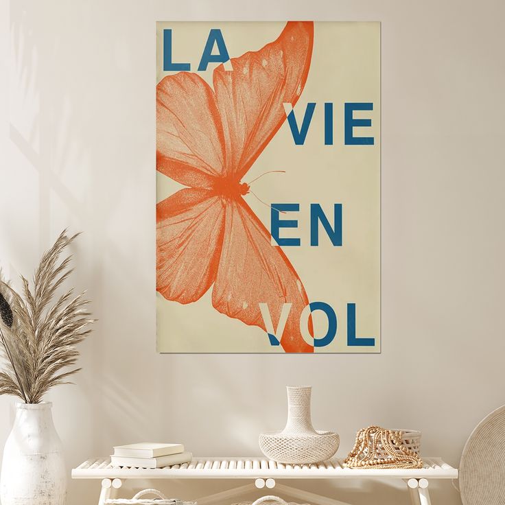 Butterfly Exhibition Poster, Mid Century Modern Wall Decor Poster Size 24''x36''