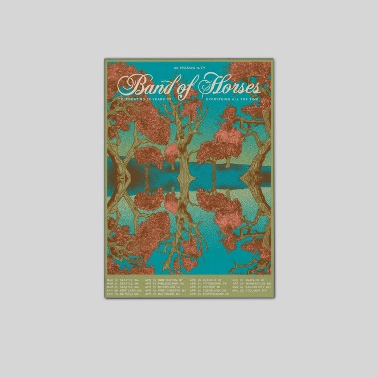 Band Of Horses 20th Anniversary 2026 Tour Schedule  Poster Size 24''x36''