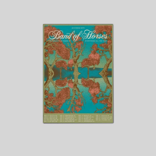 Band Of Horses 20th Anniversary 2026 Tour Schedule  Poster Size 24''x36''