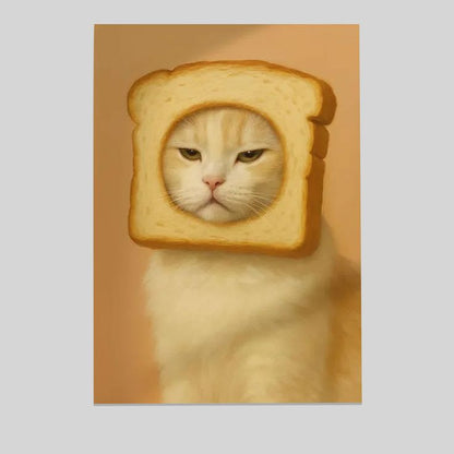 Home Decor- Bread Face Cat Art Poster Size 24''x36''