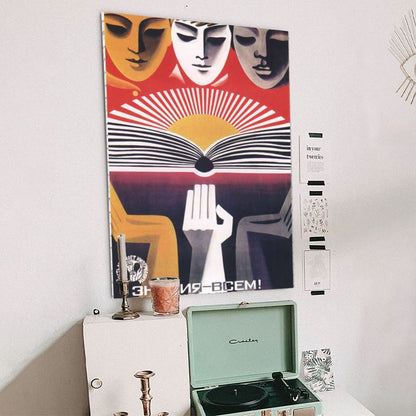 Soviet "Knowledge To All!" USSR Propaganda Poster 1972, "Knowledge To Everyone!" Size 24''x36''