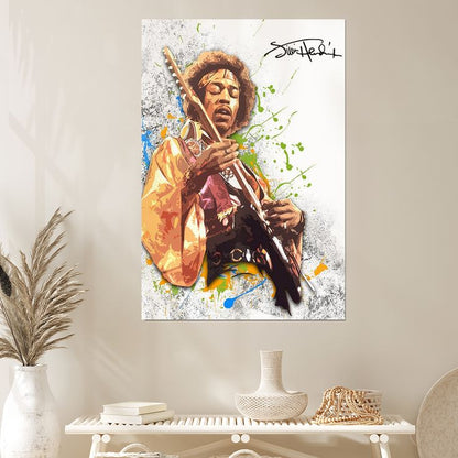 Jimi Hendrix Great Gift For Musicians, Guitarists and Rock n Roll Fans - Retro Chic Home Decor Size 24''x36''