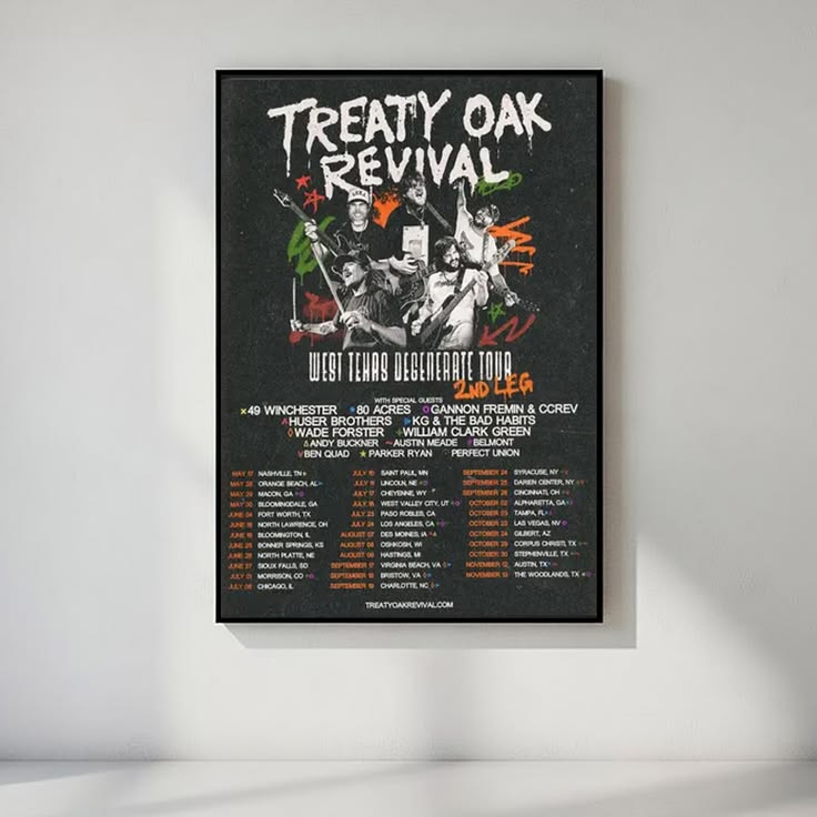 Treaty Oak Revival Poster, West Texas Degenerate Tour Print, Country Rock Wall Art, Americana Concert Decor