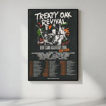 Treaty Oak Revival Poster, West Texas Degenerate Tour Print, Country Rock Wall Art, Americana Concert Decor