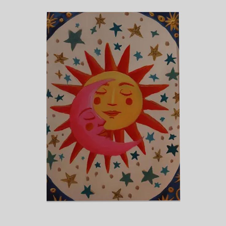 Sun and Moon Celestial Kissing Poster, Boho Astrology Wall Art Poster Size 24''x36''