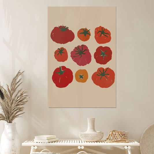 Vintage Tomato Watercolor Art Print Rustic Kitchen Decor Size 24''x36''
