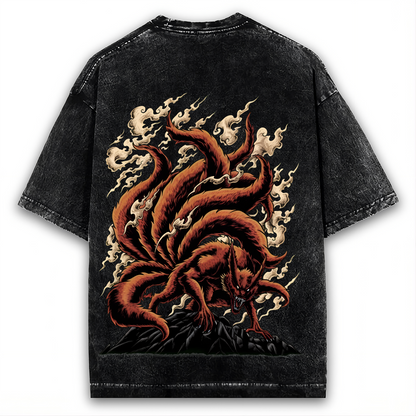 2-SIDED NARUTO KURAMA "NINE-TAILED FOX" VINTAGE WASHED TEE