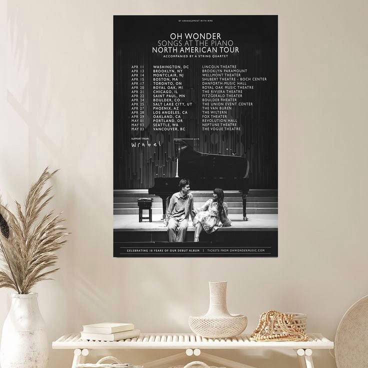 Music Poster Oh Wonder Song At The Pinao Tour Size 24''x36''