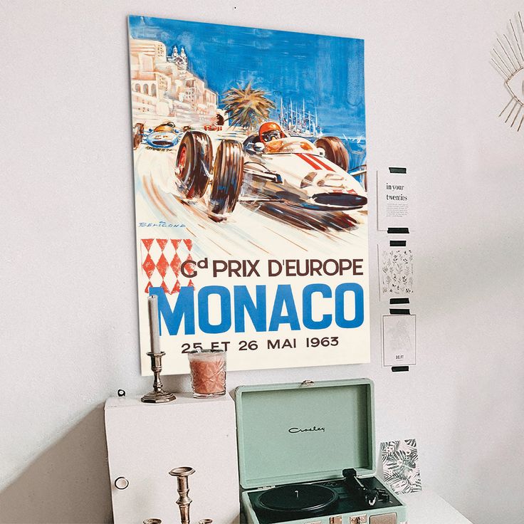 Monaco Grand Prix Europe (Gd Prix D’Europe) - Vintage Car Racing Poster by Michel Beligond c.1963 Size 24''x36''