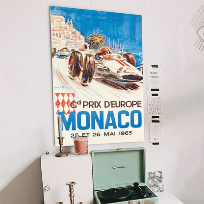 Monaco Grand Prix Europe (Gd Prix D’Europe) - Vintage Car Racing Poster by Michel Beligond c.1963 Size 24''x36''
