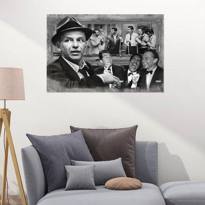 The Rat Pack Shooting Pool 3D Poster Wall Art Decor Framed Print Retro Style - Size 24''x36''