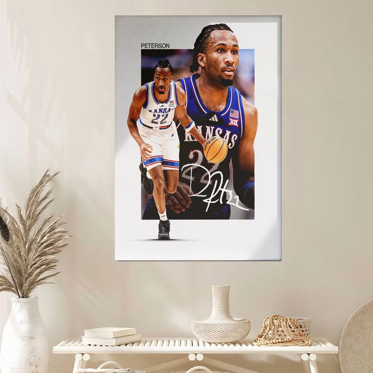 Darryn Peterson Kansas Jayhawks Basketball Poster, Sports Wall Decor Size 24''x36''