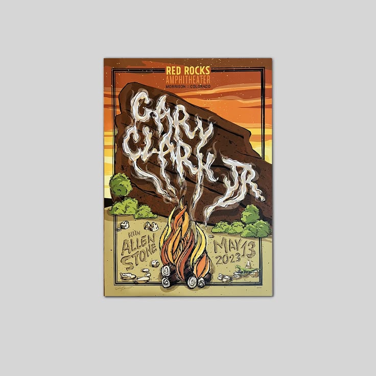 Gary clark jr 2023 Red Rocks Poster sunrise edition signed Allen stone Size 24''x36''