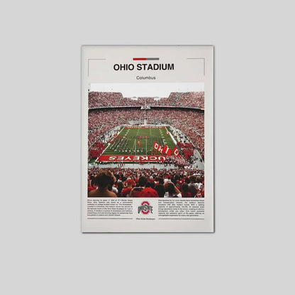 Ohio Stadium Poster, Ohio State Buckeyes Wall Art Poster Size 24''x36''