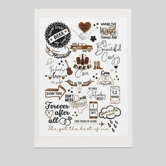 Country Music Gift country music print Combs song lyric sign lyric print customised gift Size 24''x36''