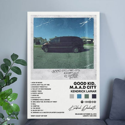 Kendrick Poster Lamar Good Kid, M.A.A.d City Album Cover Canvas Posters for Room Aesthetic Gift Size 24''x36''