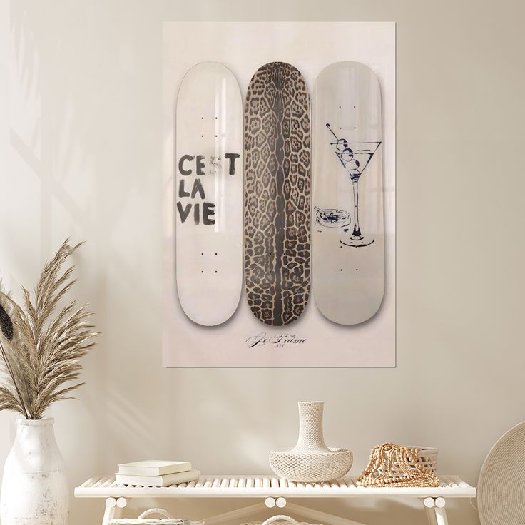 Trendy Poster - Leopard Skateboard Poster - Vintage Style - Size 24x36