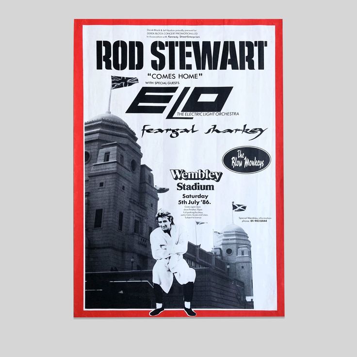 1986 ROD STEWART CONCERT POSTER WALL ART PRINT WEMBLEY STADIUM ELO Size 24''x36''