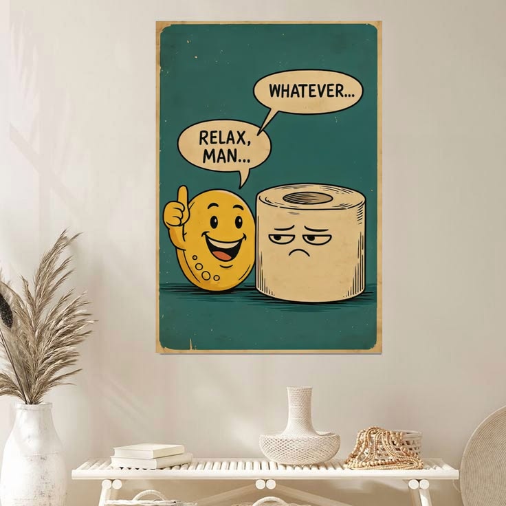 Bathroom Wall Art Poster, Relax Man Whatever Toilet Paper Poster Full Size 24''x36''