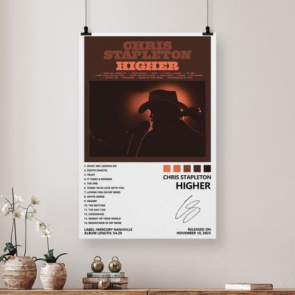 Music Poster Chris Stapleton Poster Higher Album Cover Poster Retro Style - Size 24''x36''