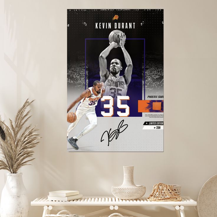 Basketball Superstar Kevin Durant Signed Poster For Kids Fans Room Bedroom Wall Decor-Sports Star Posters Canvas Art Print Picture Size 24''x36''