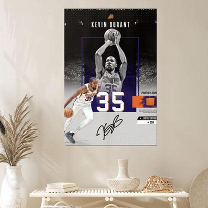 Basketball Superstar Kevin Durant Signed Poster For Kids Fans Room Bedroom Wall Decor-Sports Star Posters Canvas Art Print Picture Size 24''x36''