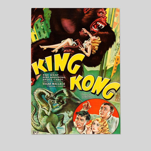 King Kong 1933 RKO Studio Retro Vintage Classic Hollywood Film Giant Ape Monkey Kaiju Horror Movie Poster Size 24''x36''